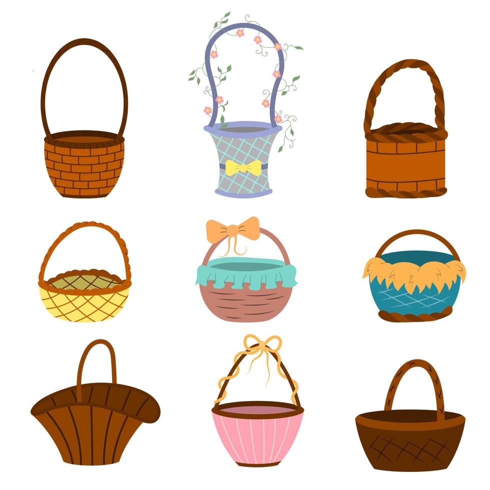 A set of wicker baskets vector