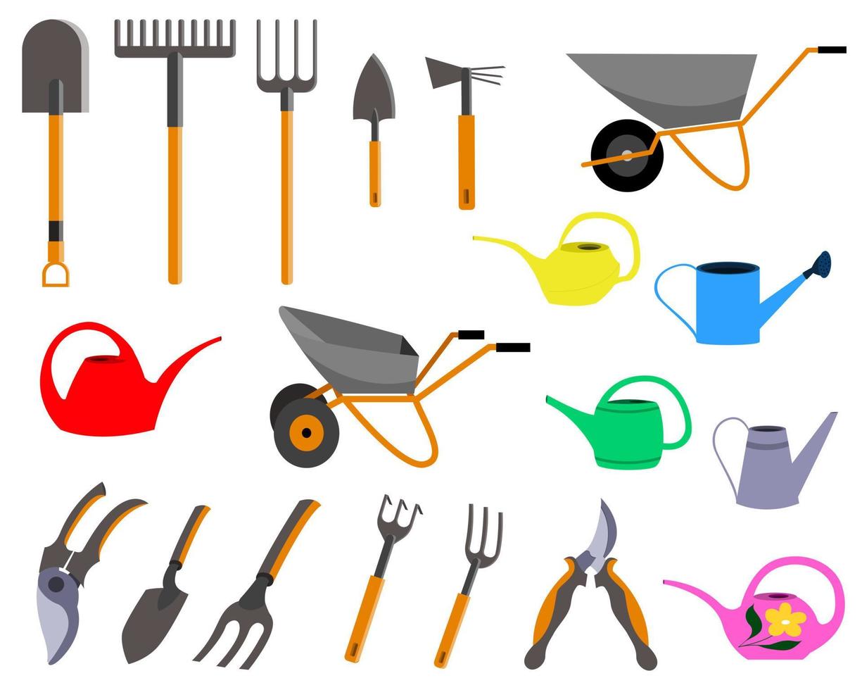 A set of garden tools. vector