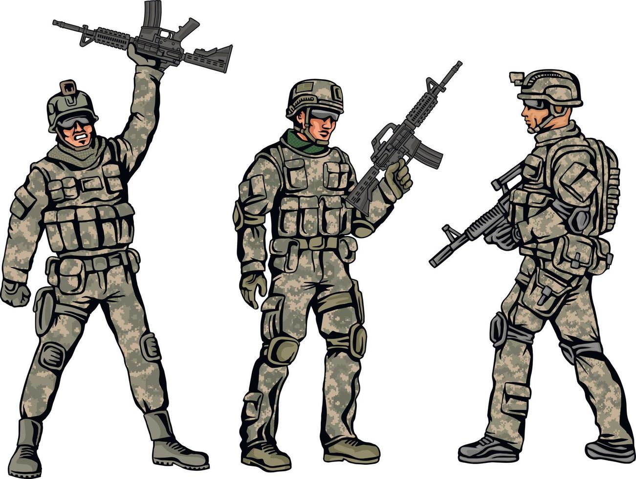 soldier with a gun in camouflage vector