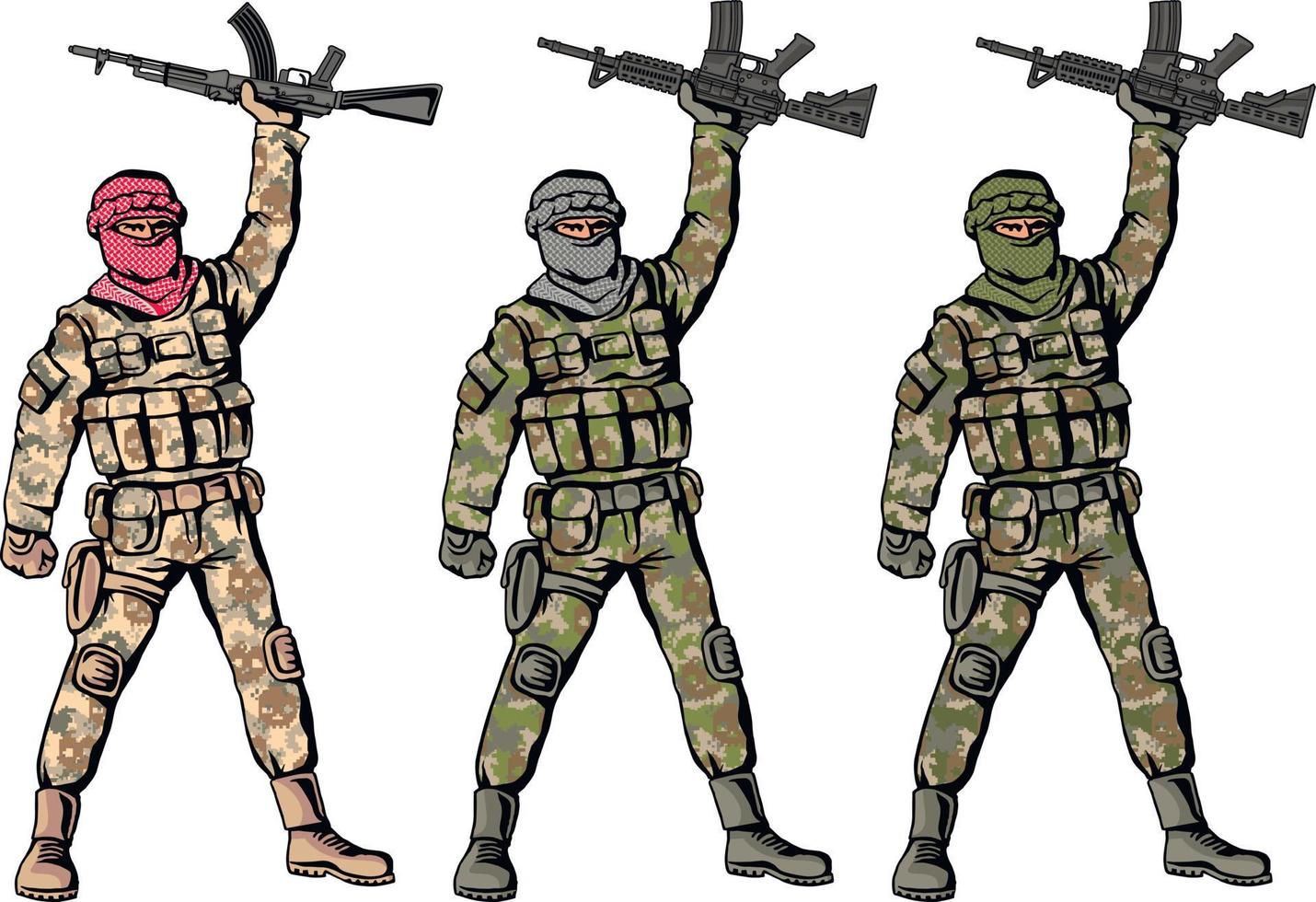 soldier with a gun in camouflage vector