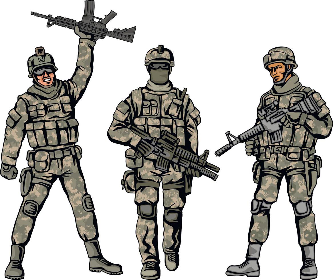 soldier with a gun in camouflage vector