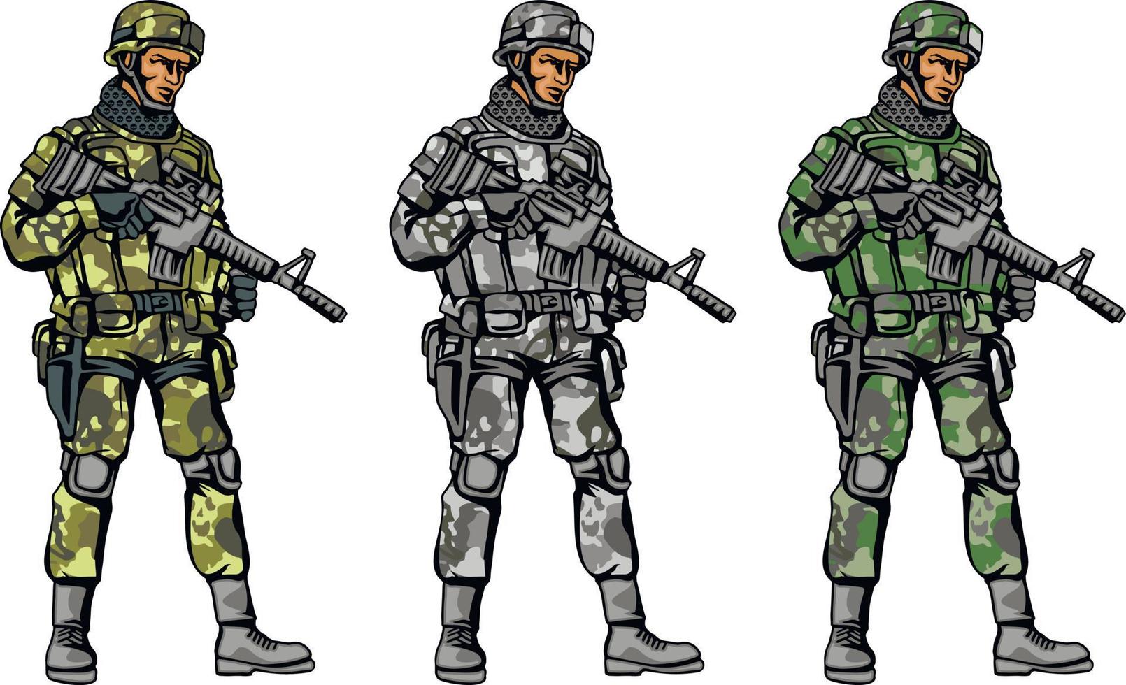 soldier with a gun in camouflage vector