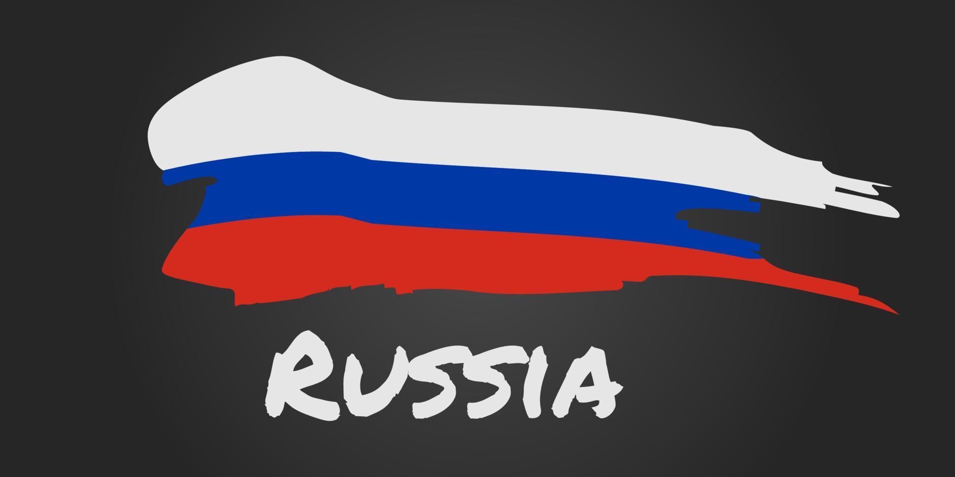 bandera de rusia en elemento de diseño de vector de estilo de pintura áspera