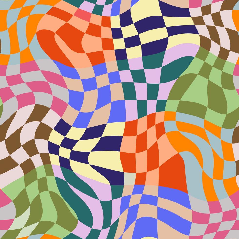 Warped Wavy Geometric Checkered Retro Pattern vector