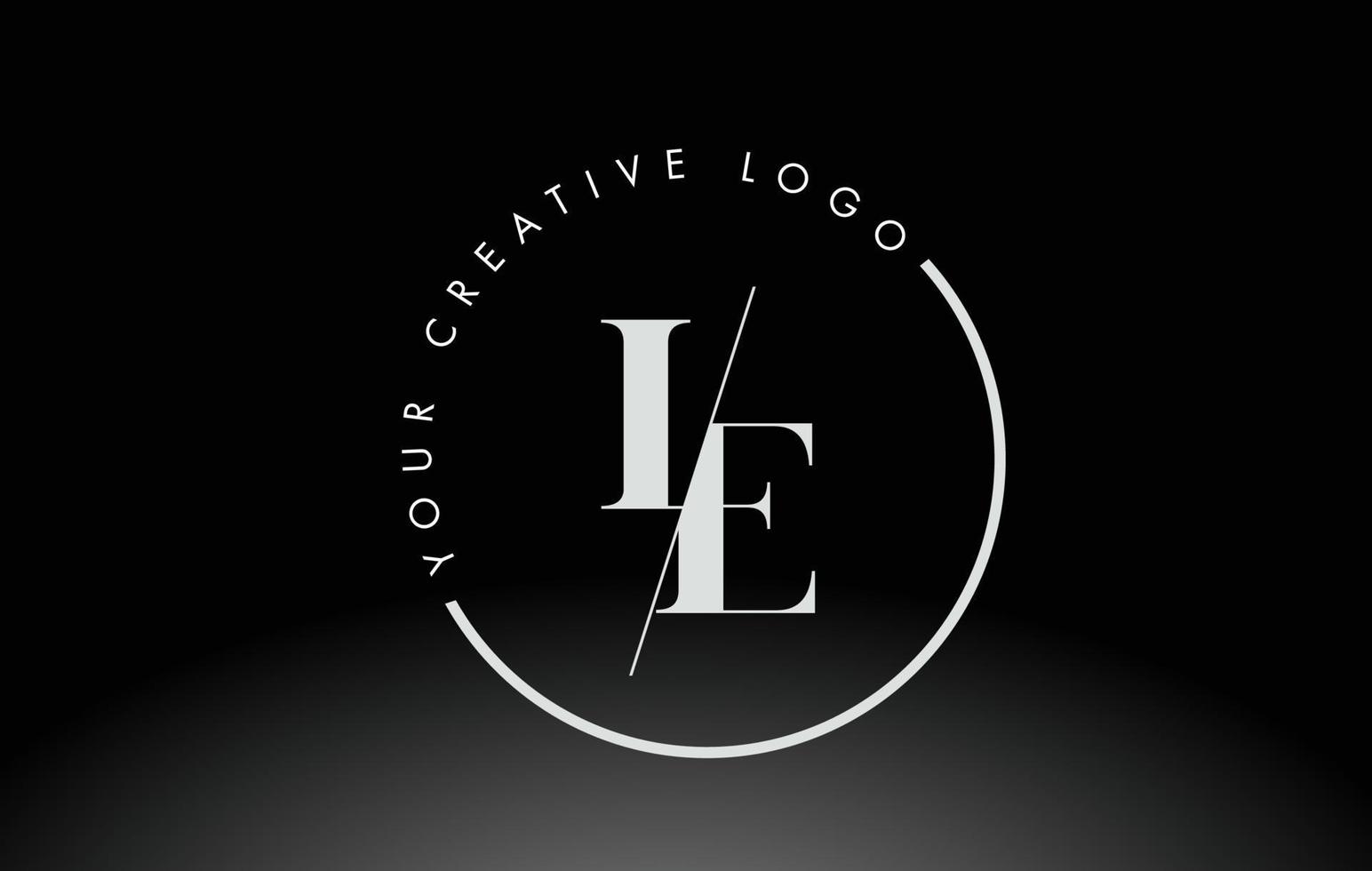 diseño de logotipo de letra blanca le serif con corte cruzado creativo. vector