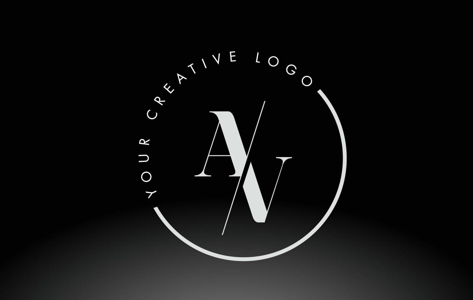 White AV Serif Letter Logo Design with Creative Intersected Cut. vector