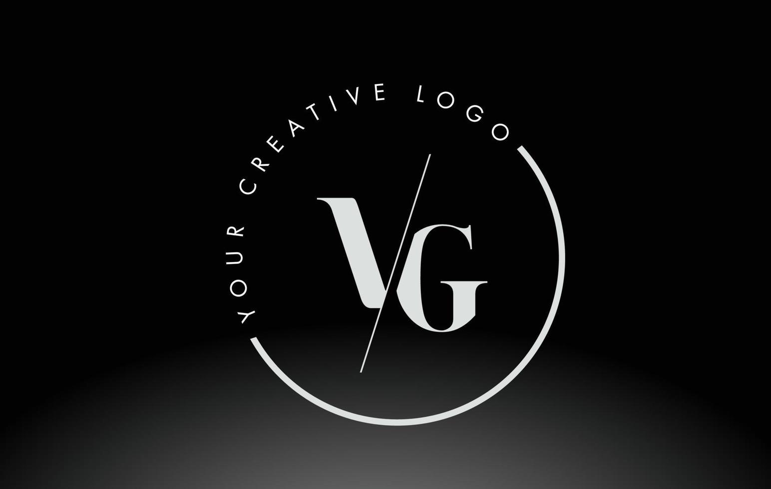 White VG Serif Letter Logo Design with Creative Intersected Cut ...