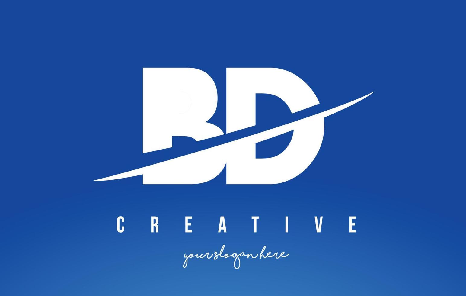 BD B D Letter Modern Logo Design White Yellow Background and Swoosh. vector