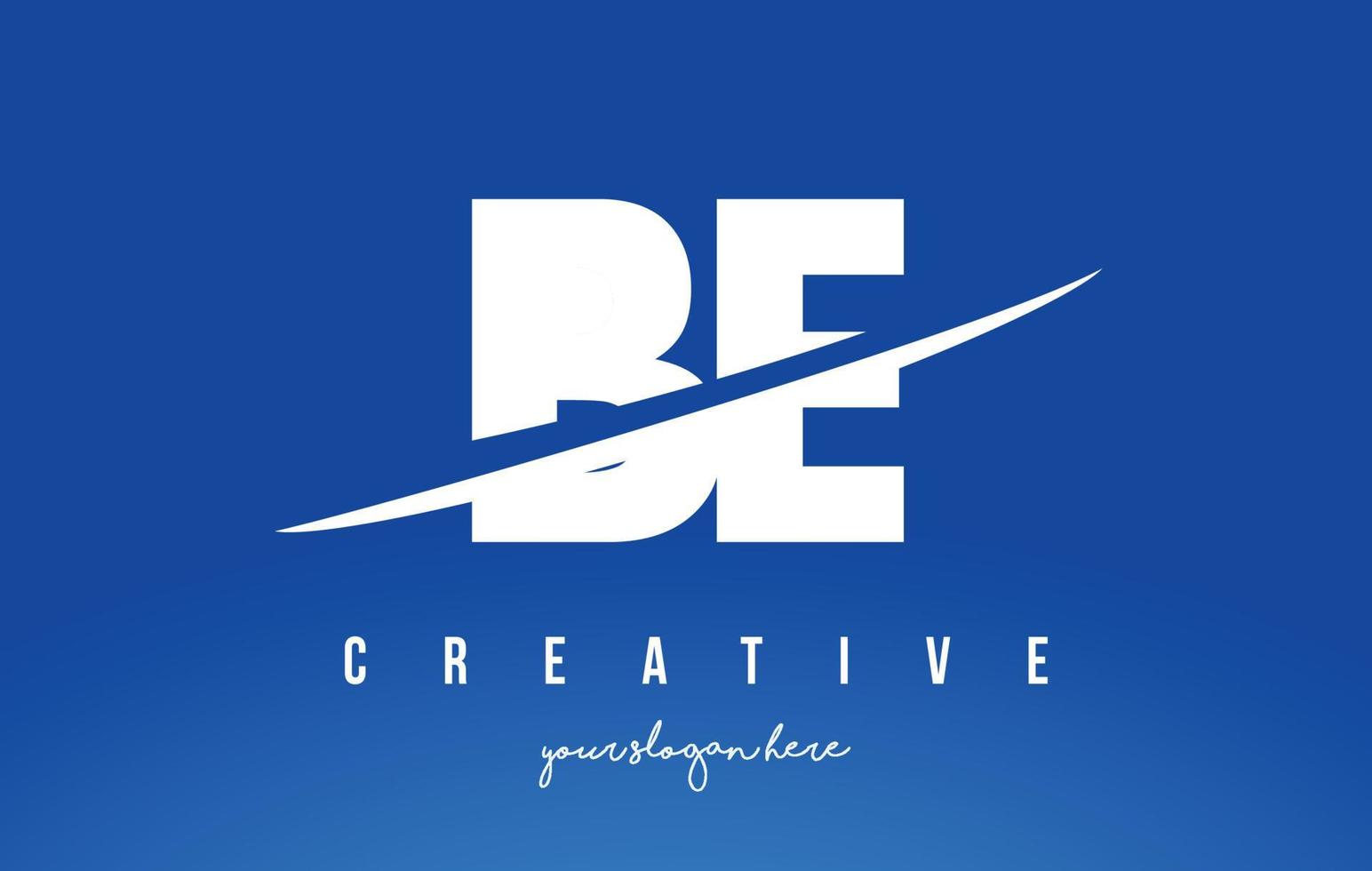 BE B E Letter Modern Logo Design with White Background and Swoosh. vector