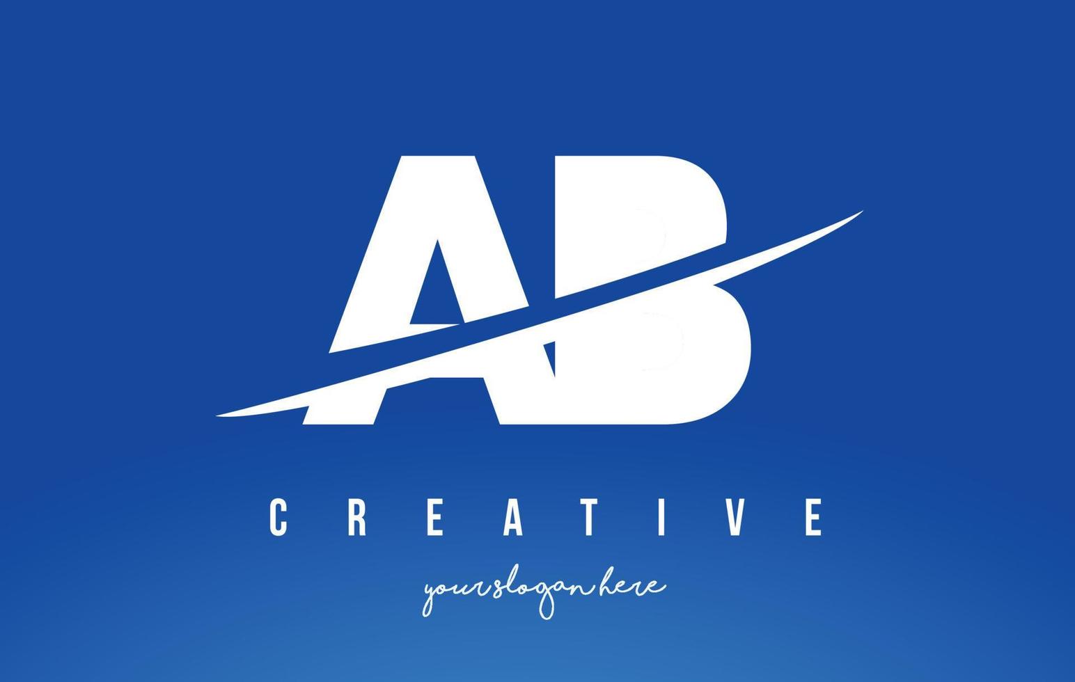 Diseño de logotipo moderno con letras ab ab con fondo blanco amarillo y swoosh. vector