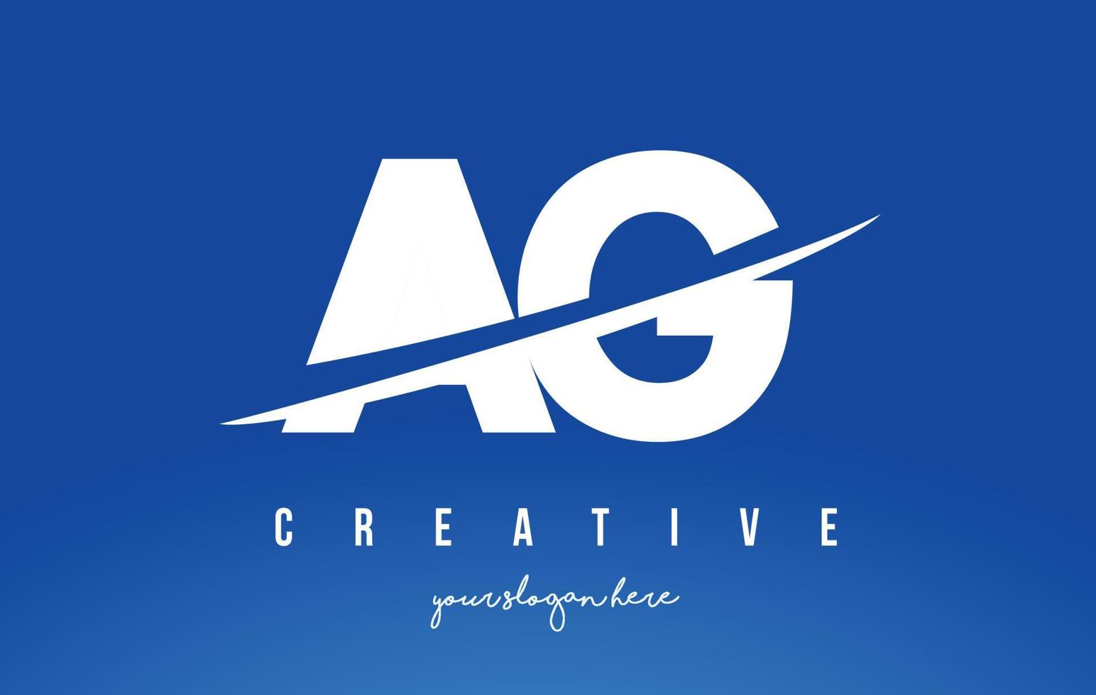 ag ag carta diseño de logotipo moderno fondo amarillo blanco y swoosh. vector