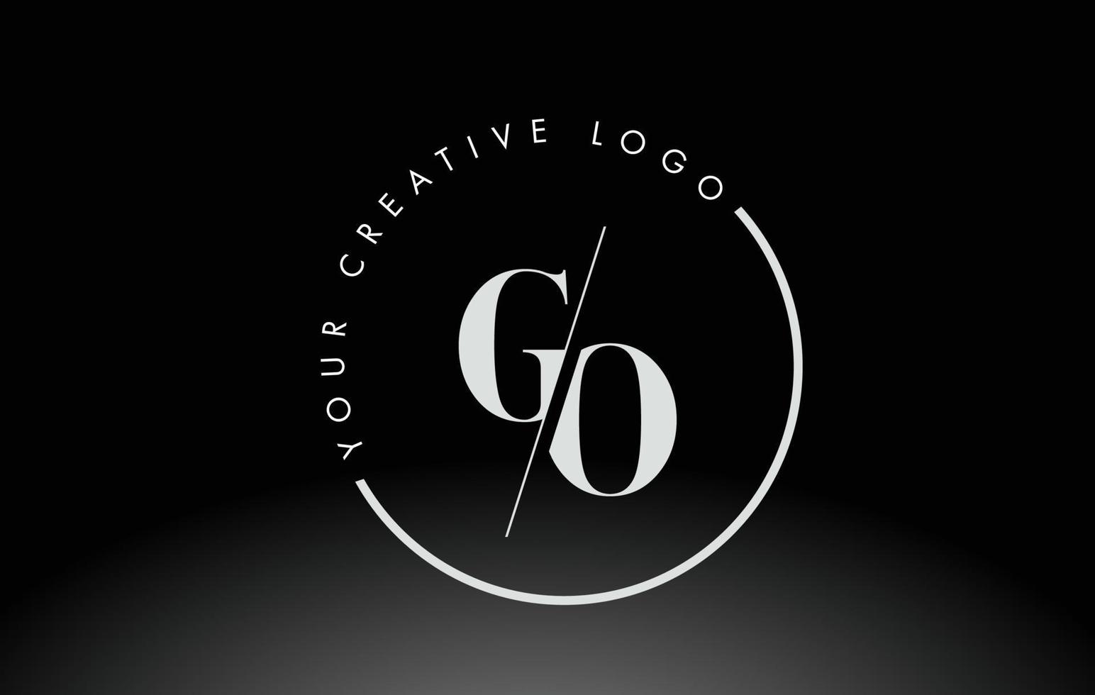 White GO Serif Letter Logo Design with Creative Intersected Cut. vector