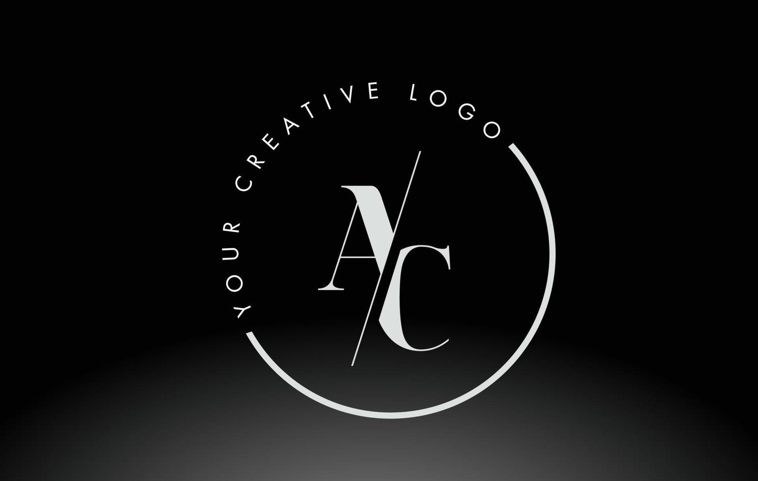 diseño de logotipo de letra ac serif blanco con corte cruzado creativo. vector