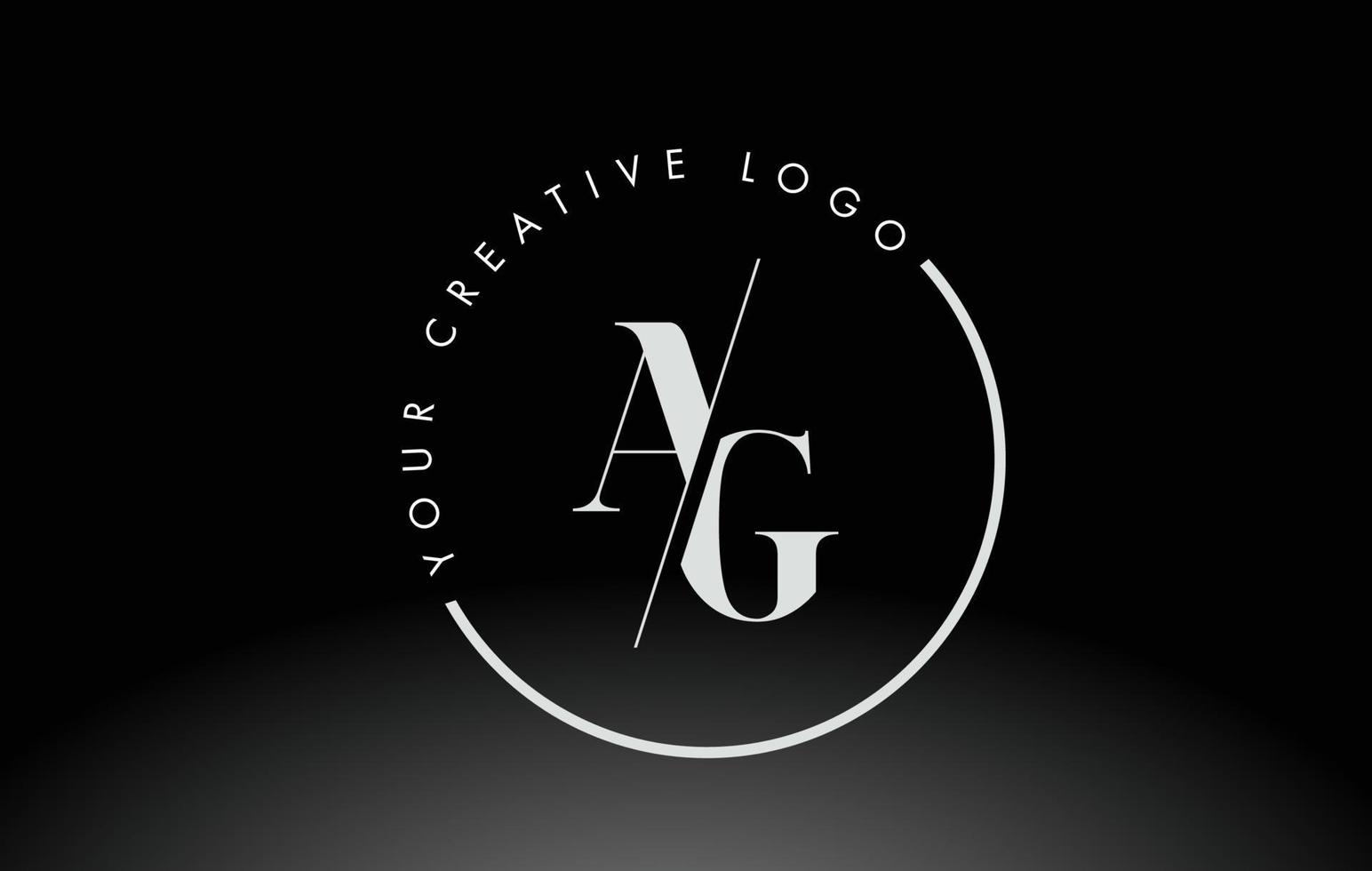 diseño de logotipo de letra ag serif blanco con corte cruzado creativo. vector