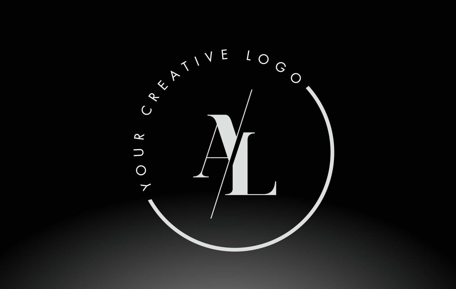 White AL Serif Letter Logo Design with Creative Intersected Cut. vector