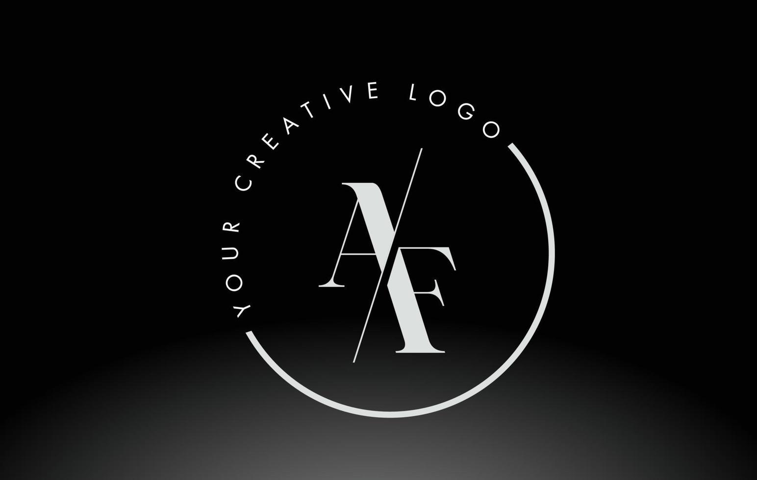 diseño de logotipo de letra af serif blanco con corte cruzado creativo. vector