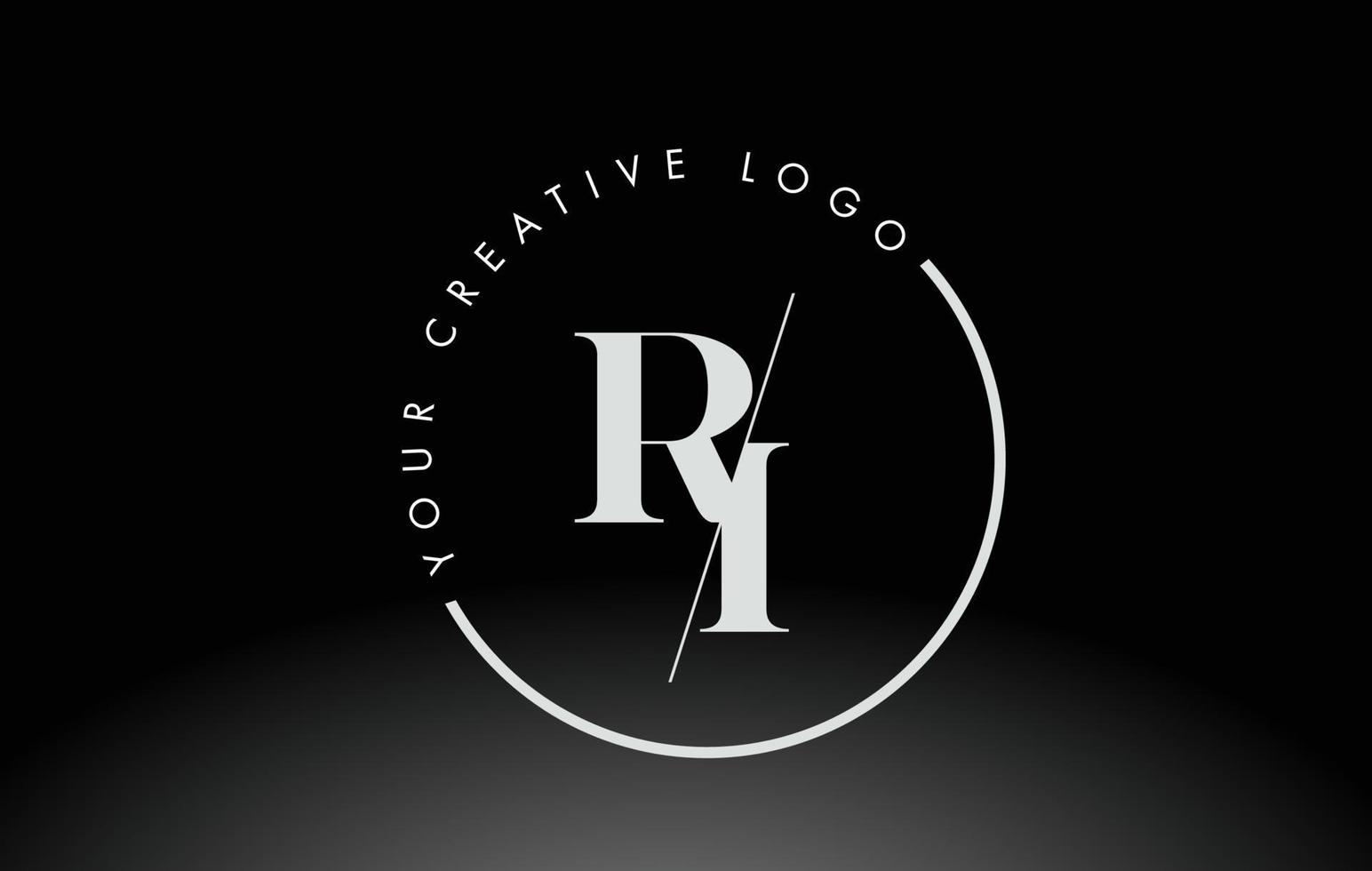 diseño de logotipo de letra ri serif blanco con corte cruzado creativo. vector