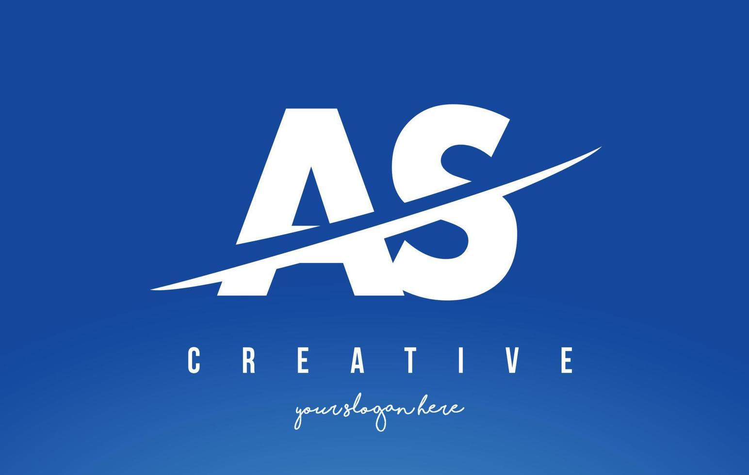AS A S Letter Modern Logo Design withWhiteYellow Background and Swoosh. vector