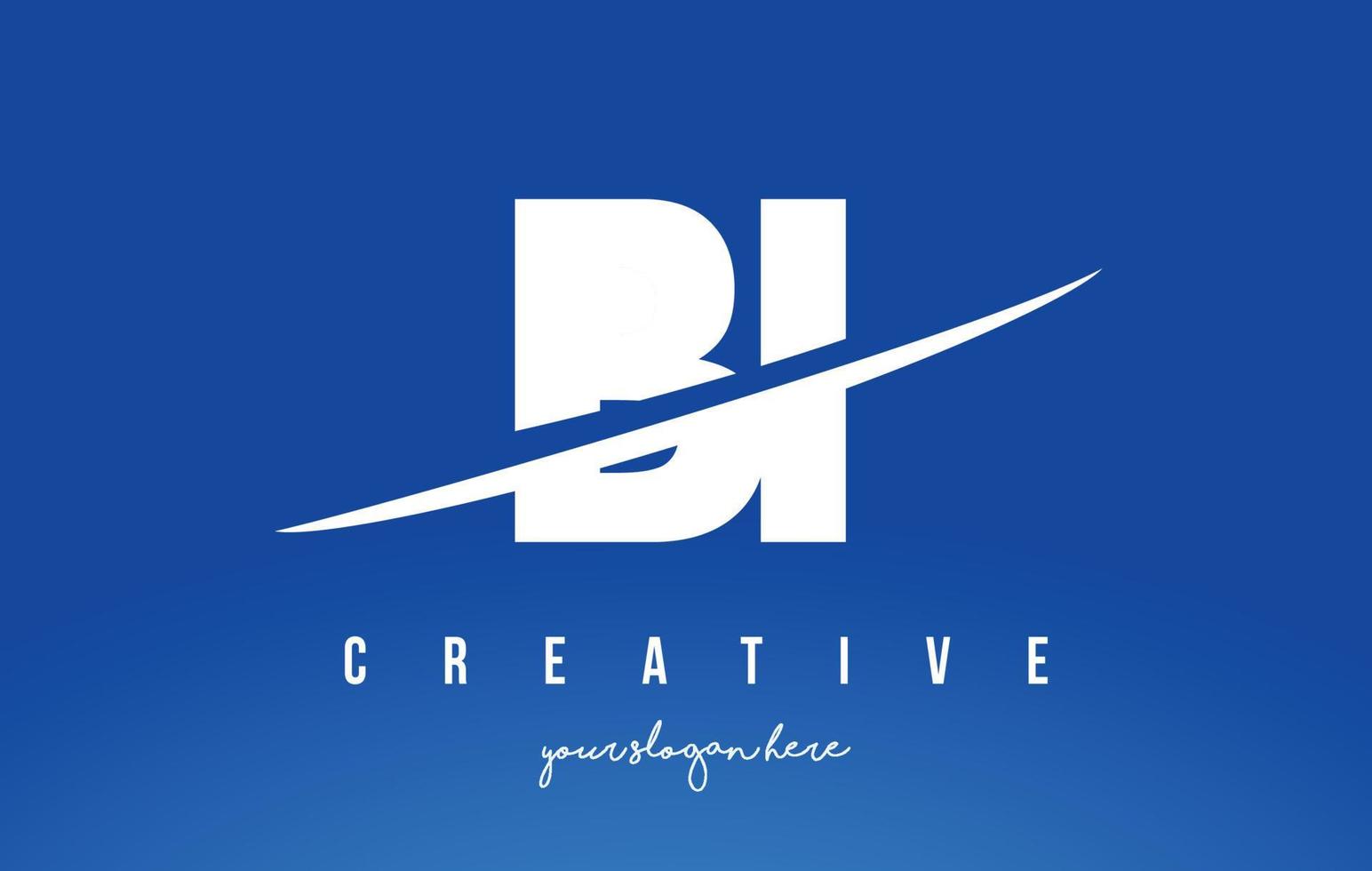 BI B I Letter Modern Logo Design with White Background and Swoosh. vector