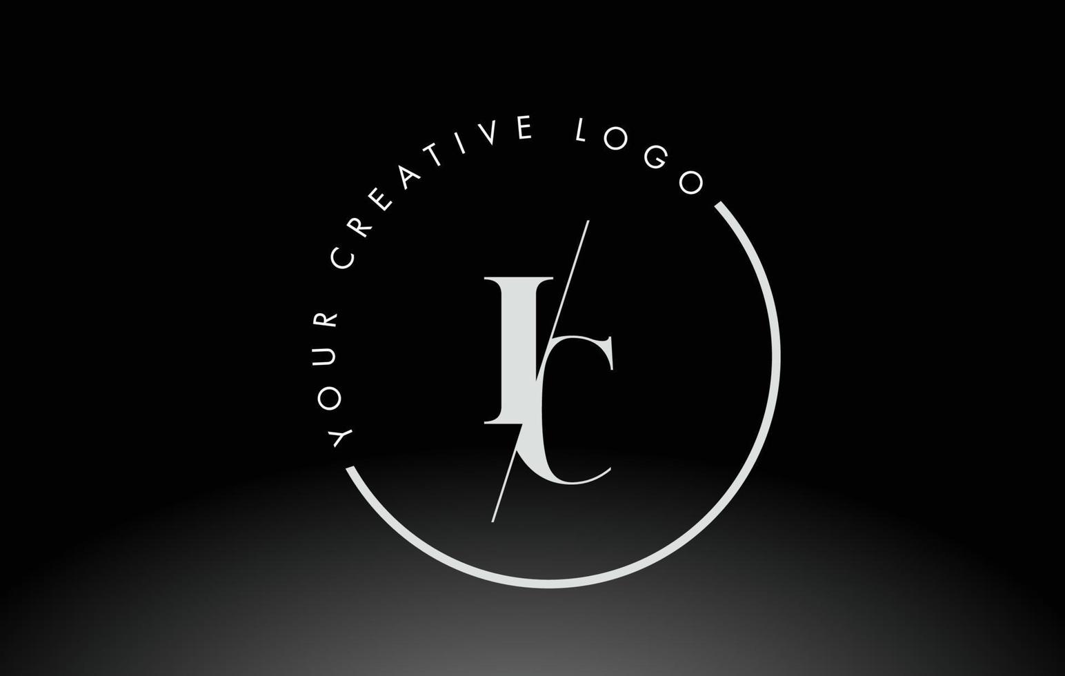 diseño de logotipo de letra ic serif blanco con corte cruzado creativo. vector