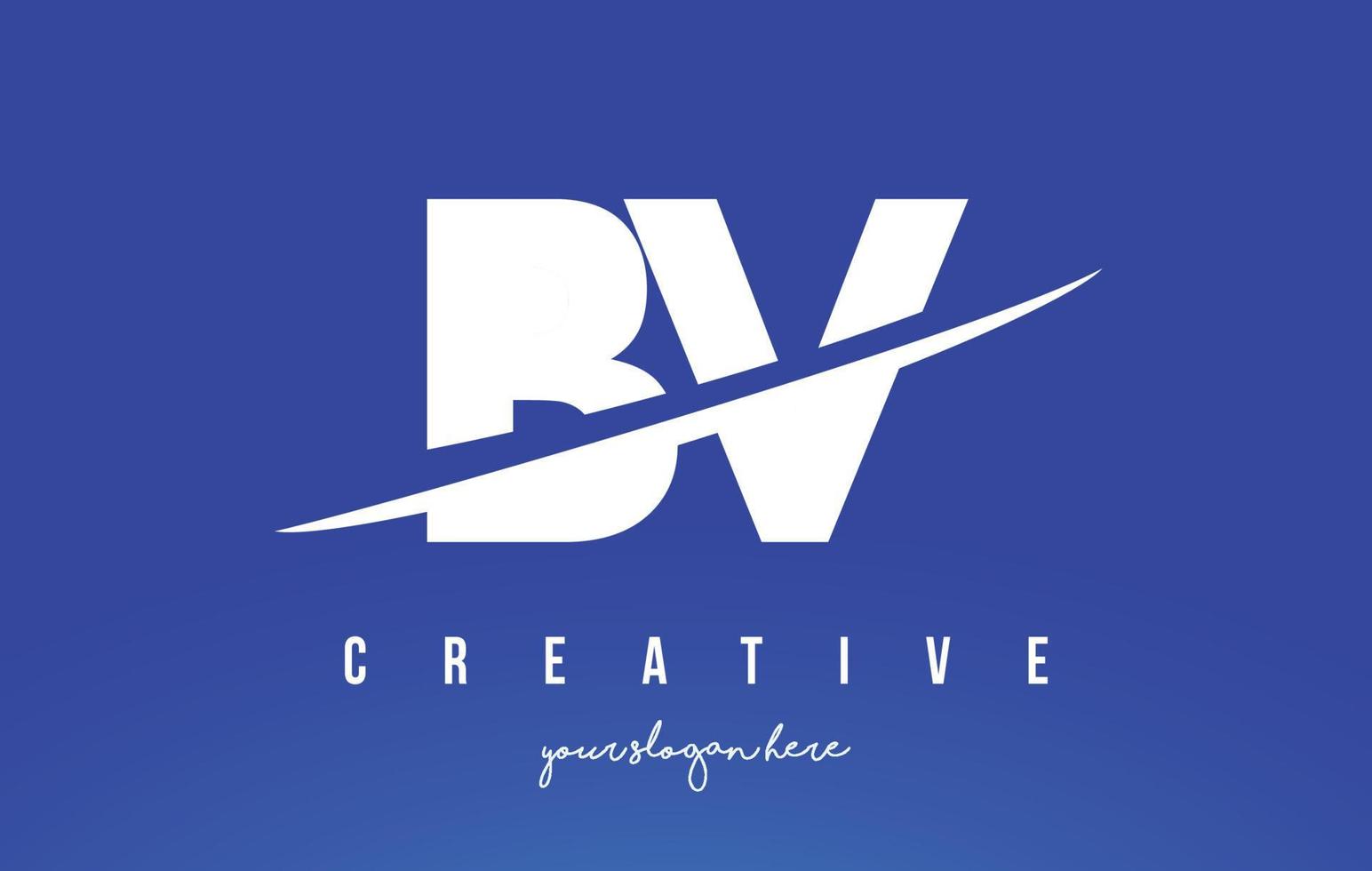 BV B V Letter Modern Logo Design withWhiteYellow Background and Swoosh. vector