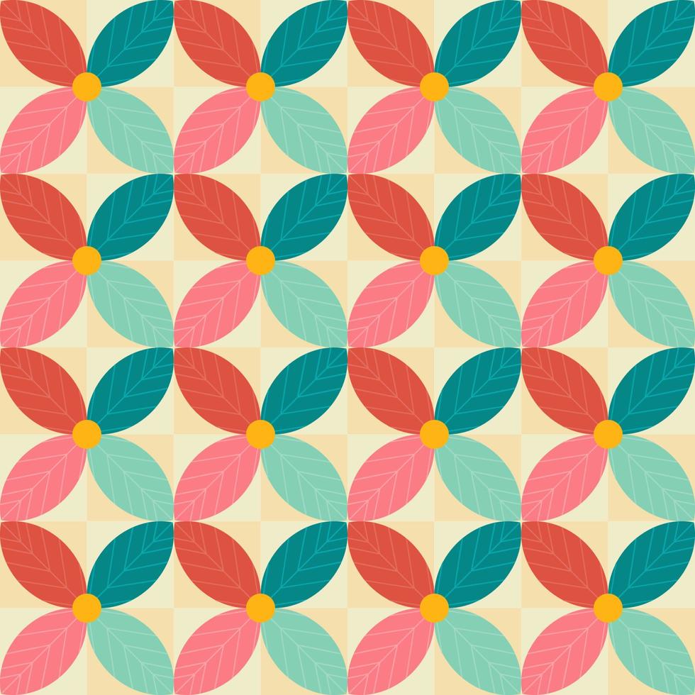 Seamless retro flower pattern background vector