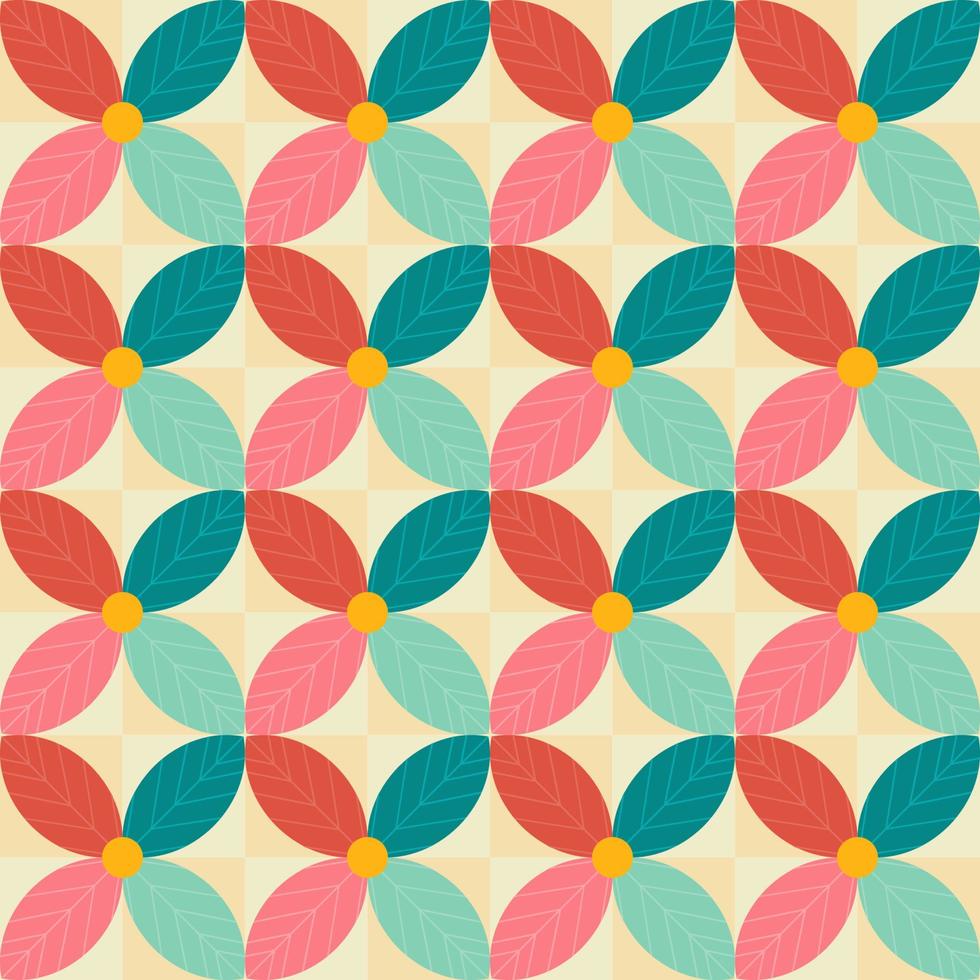 Seamless retro flower pattern background vector