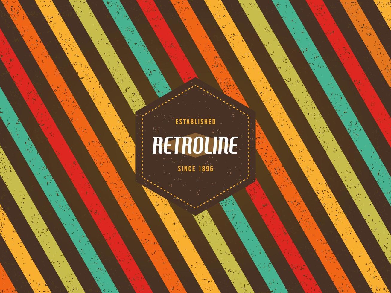 Colourful stripes retro vintage badge and background vector