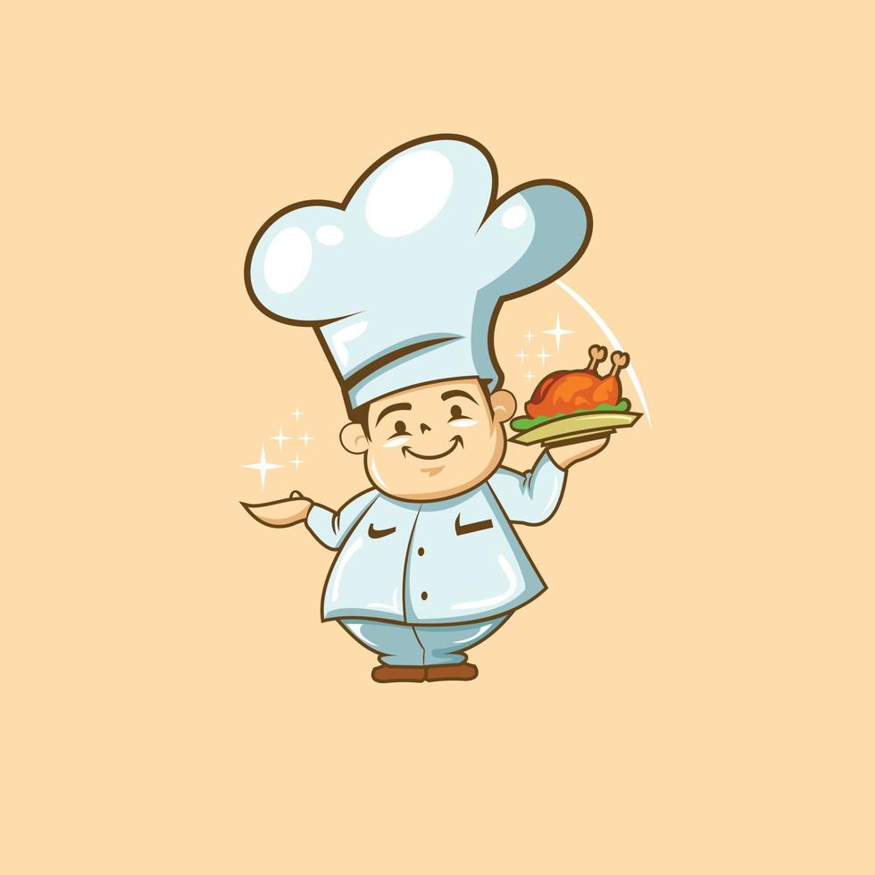 Cute chef mascot character illustration vector