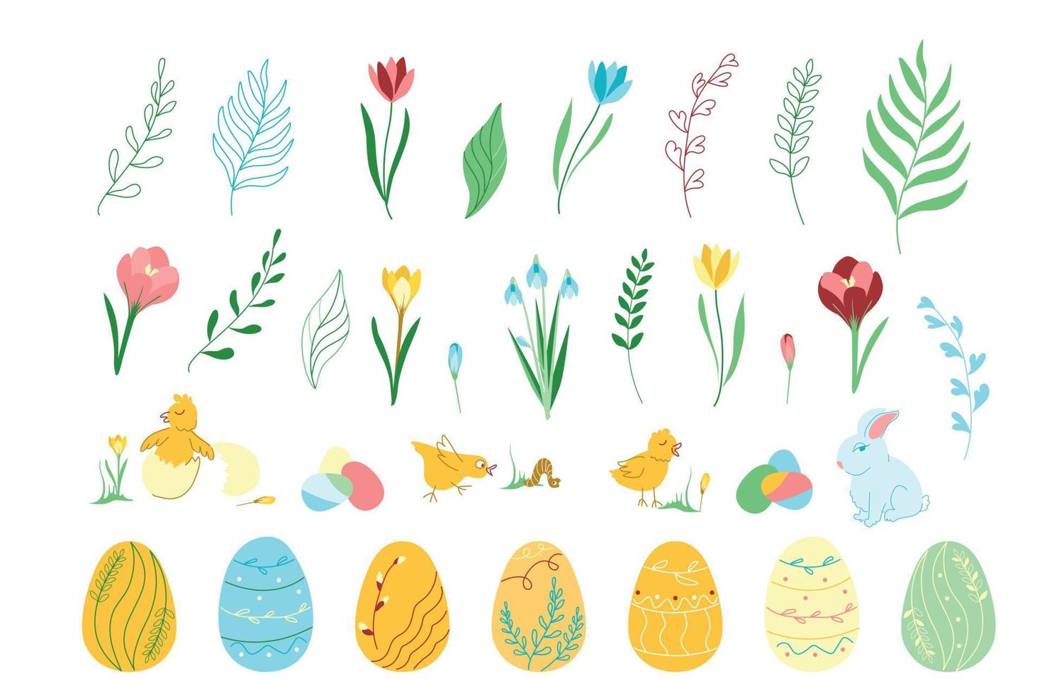 Large vector set of cliparts for Easter