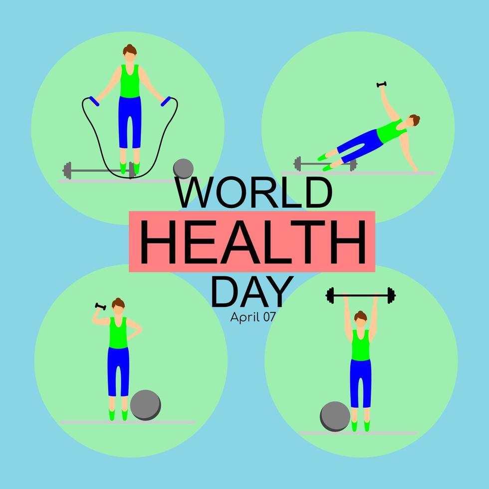 día mundial de la salud, estilo de vida saludable, . ilustración vectorial del día mundial de la salud, evento internacional. el 7 de abril de cada año. vector