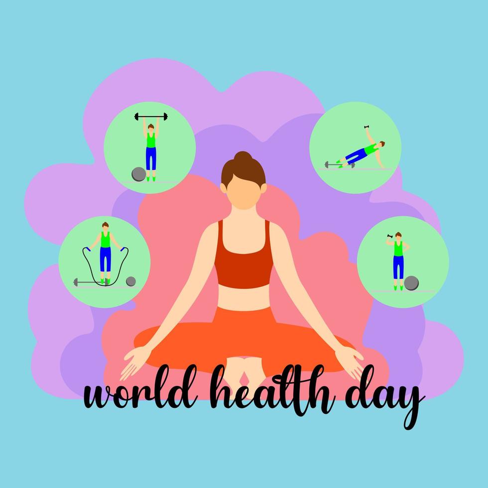 día mundial de la salud, estilo de vida saludable, . ilustración vectorial del día mundial de la salud, evento internacional. el 7 de abril de cada año. vector