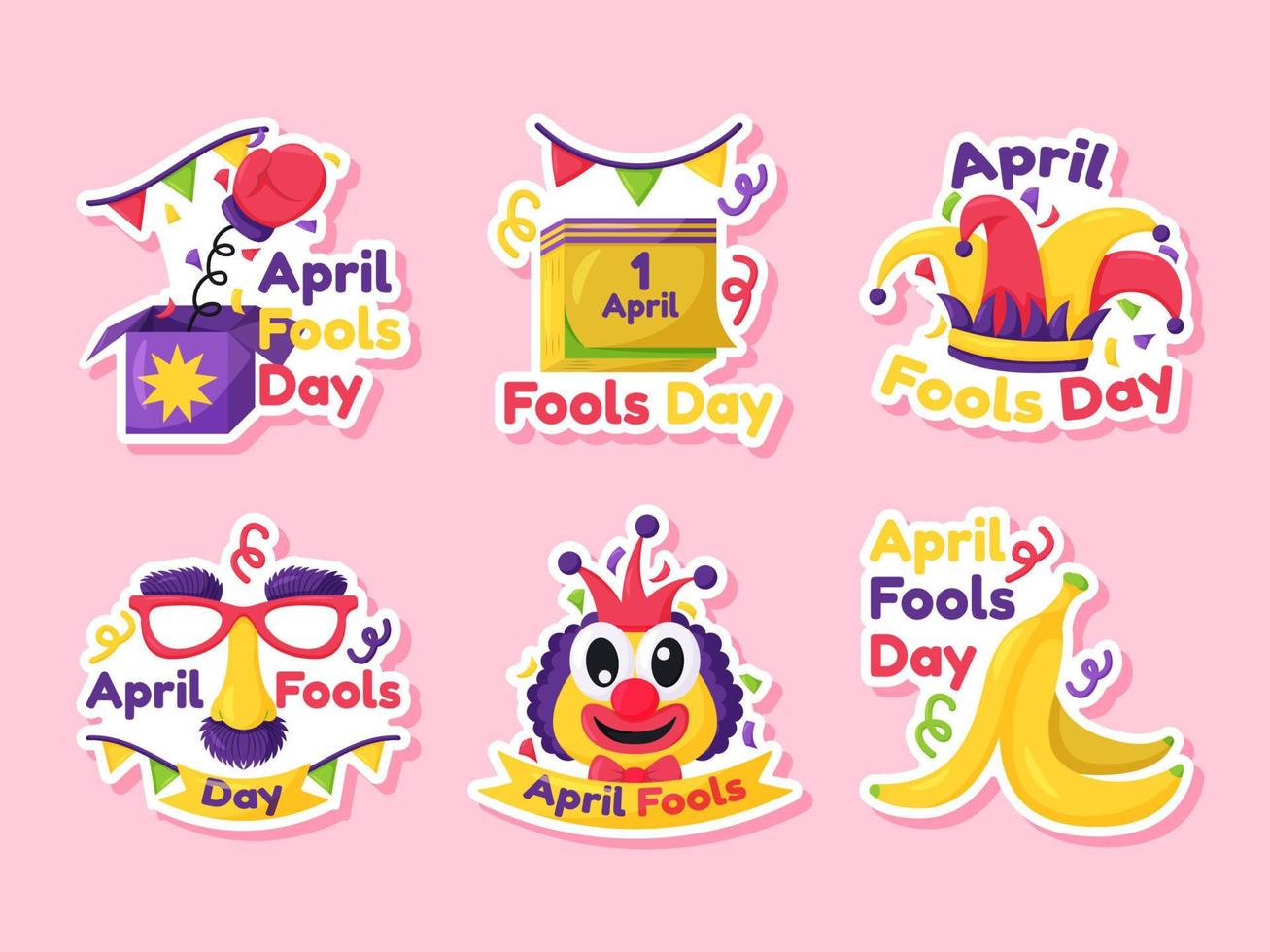 April Fool's Day Sticker Set vector