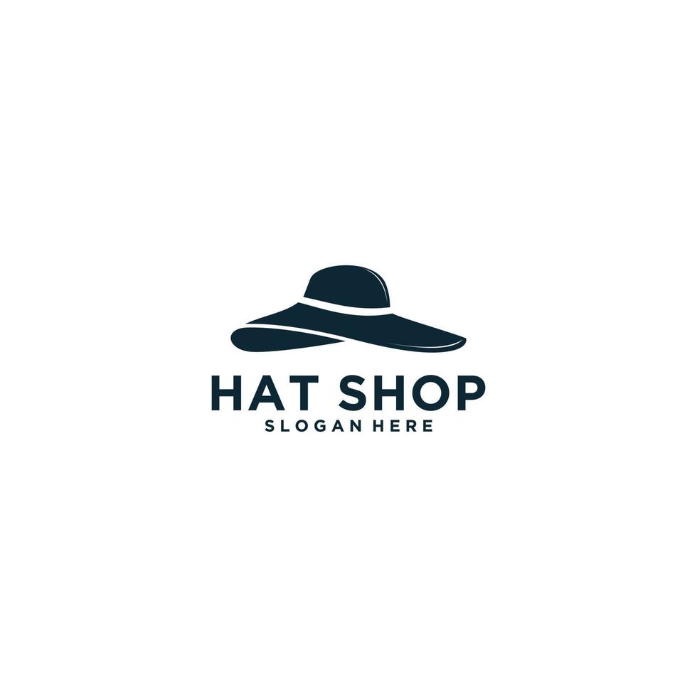 hat shop logo template in white background vector