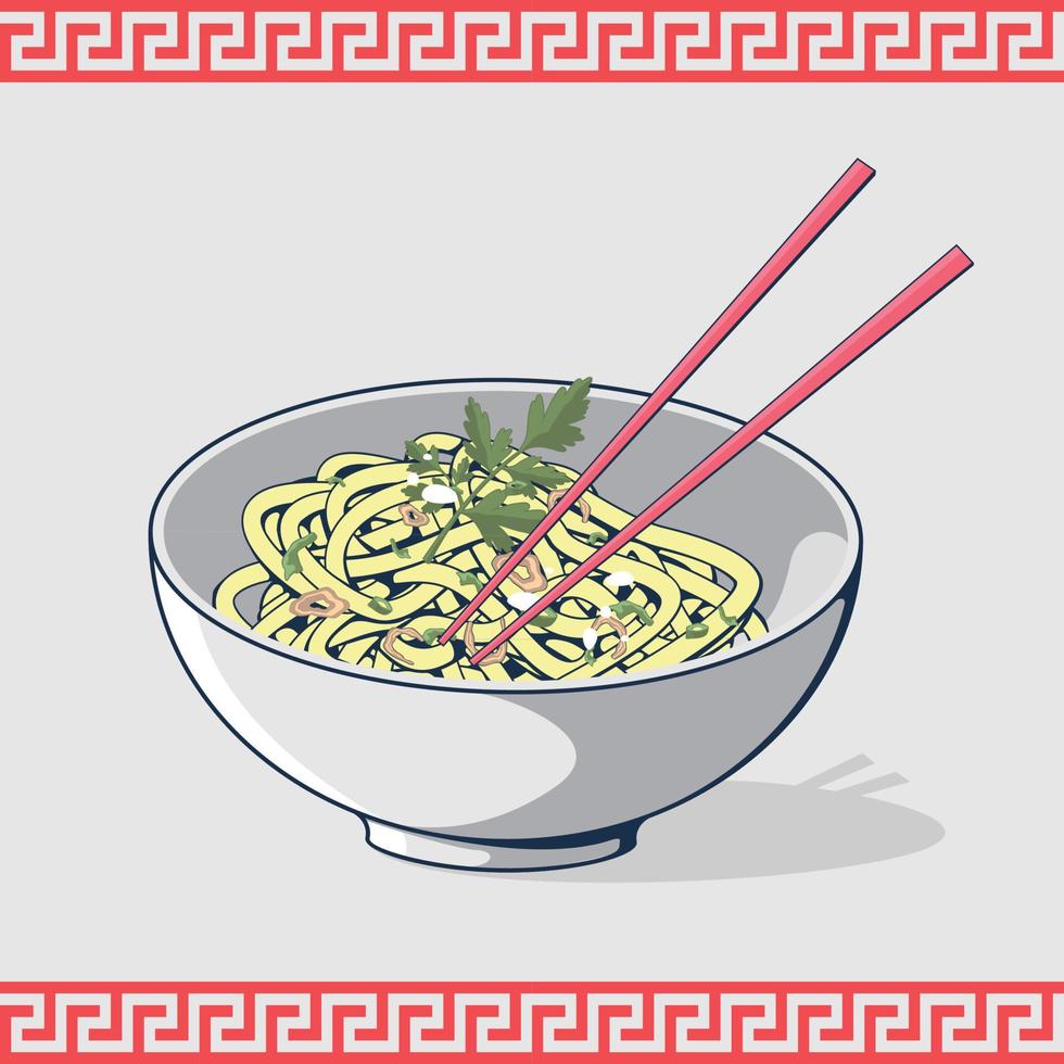 noodle on the bowl vector