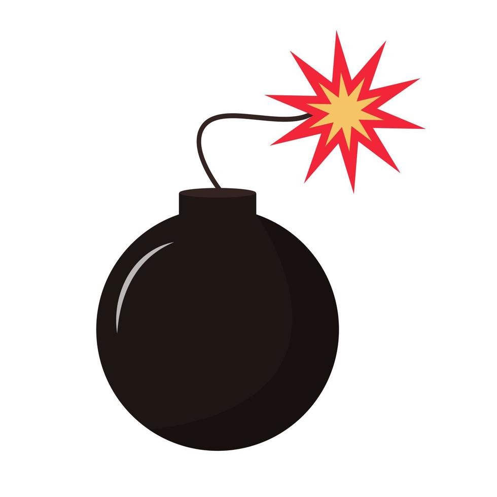 Bomb with burning wick. Cartoon style. vector