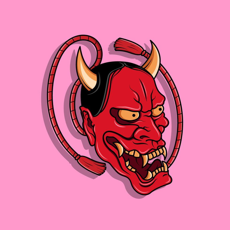 máscara de diablo japonés oni, ilustración vectorial eps.10 vector