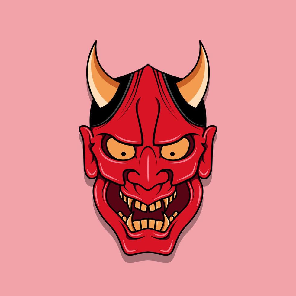 máscara de diablo japonés oni, ilustración vectorial eps.10 vector
