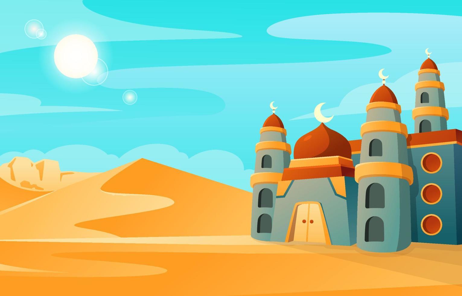 Mosque and Desert Concept vector
