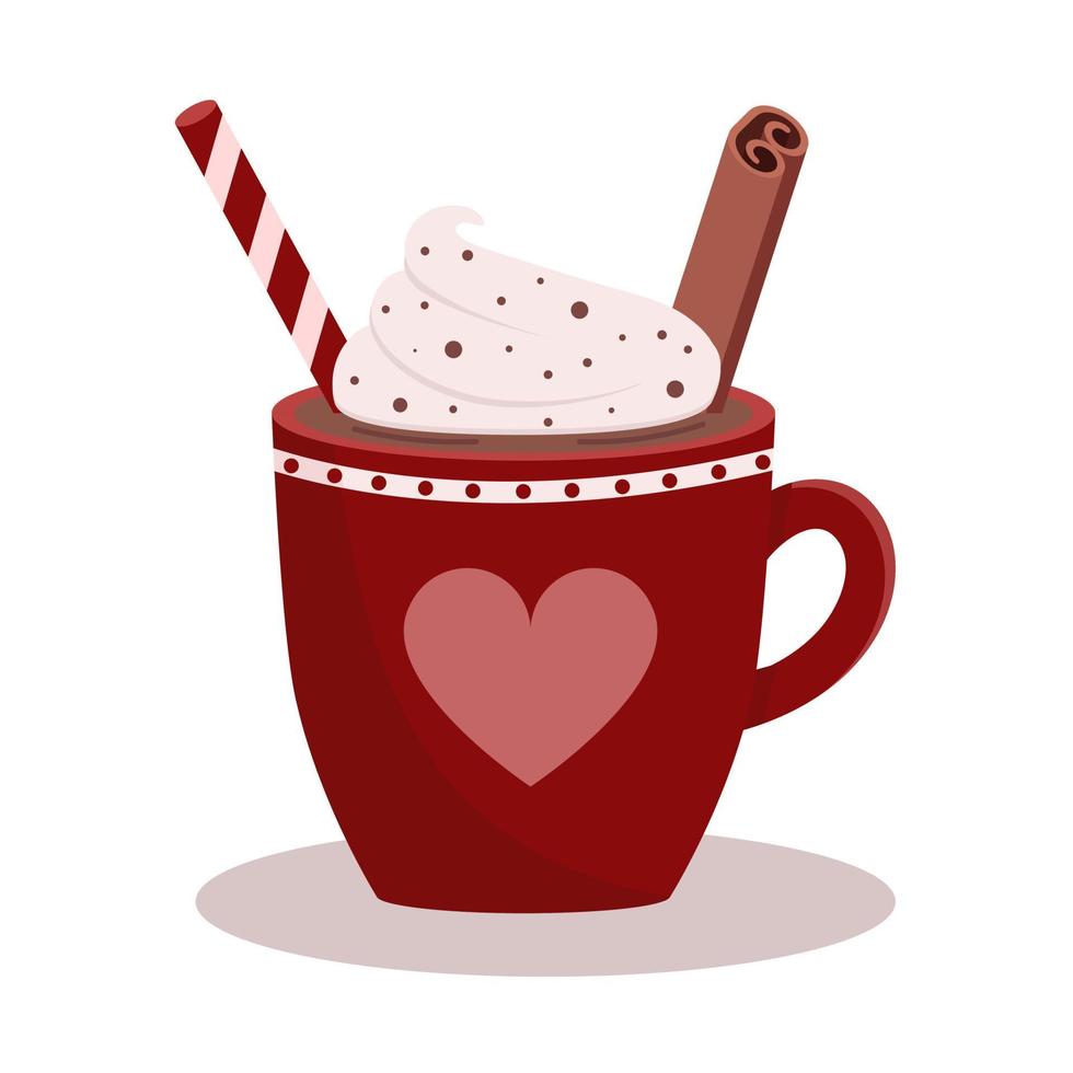 Cocoa with whipped cream and cinnamon vector