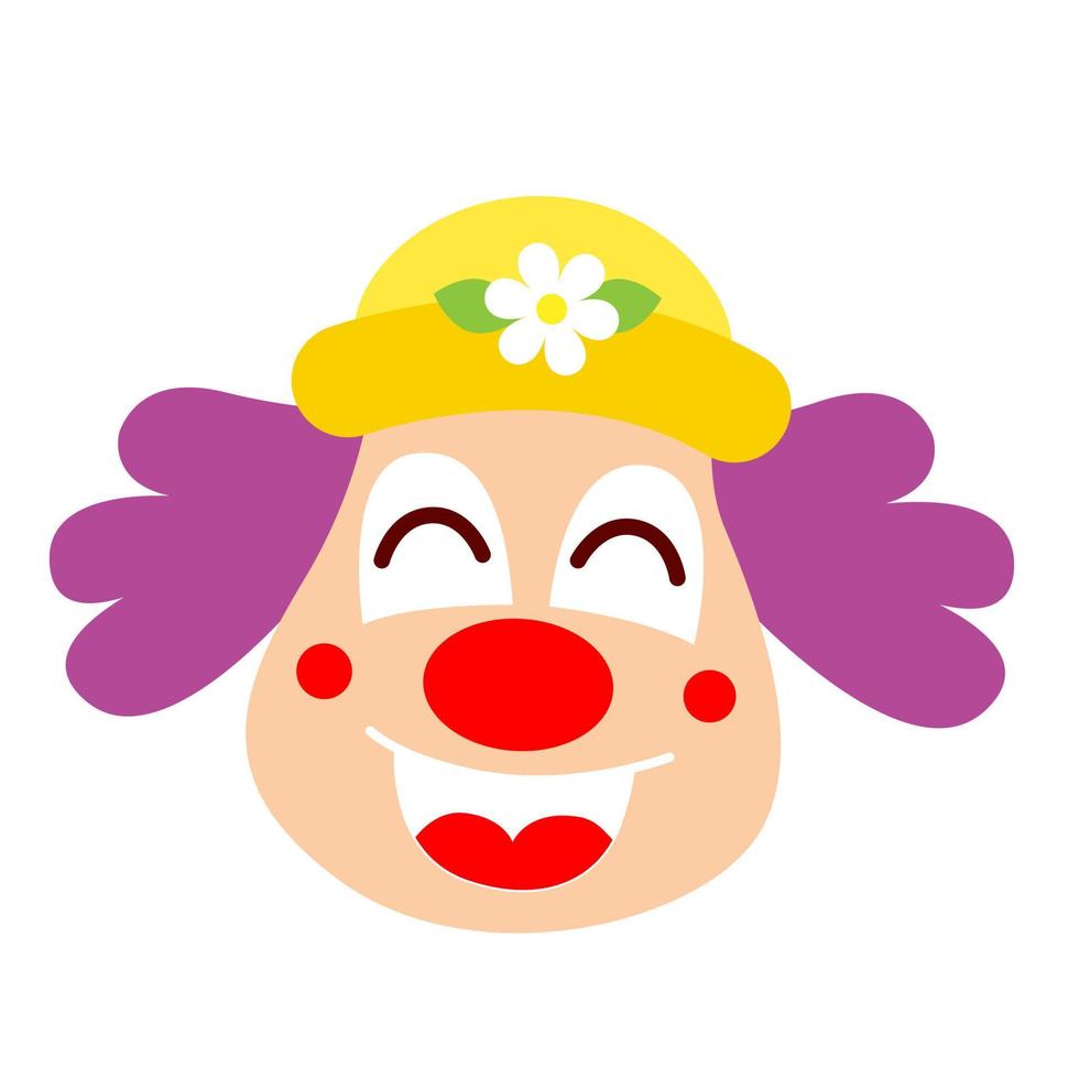 Cartoon doodle emotional clown head with hat vector