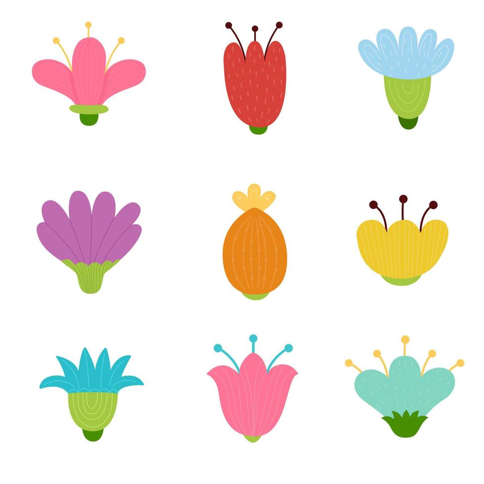 Cute and funny stylized flowers for spring design vector