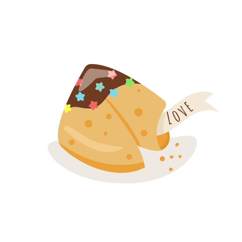 Crisp Cookie with a Blank Piece of Paper Inside vector