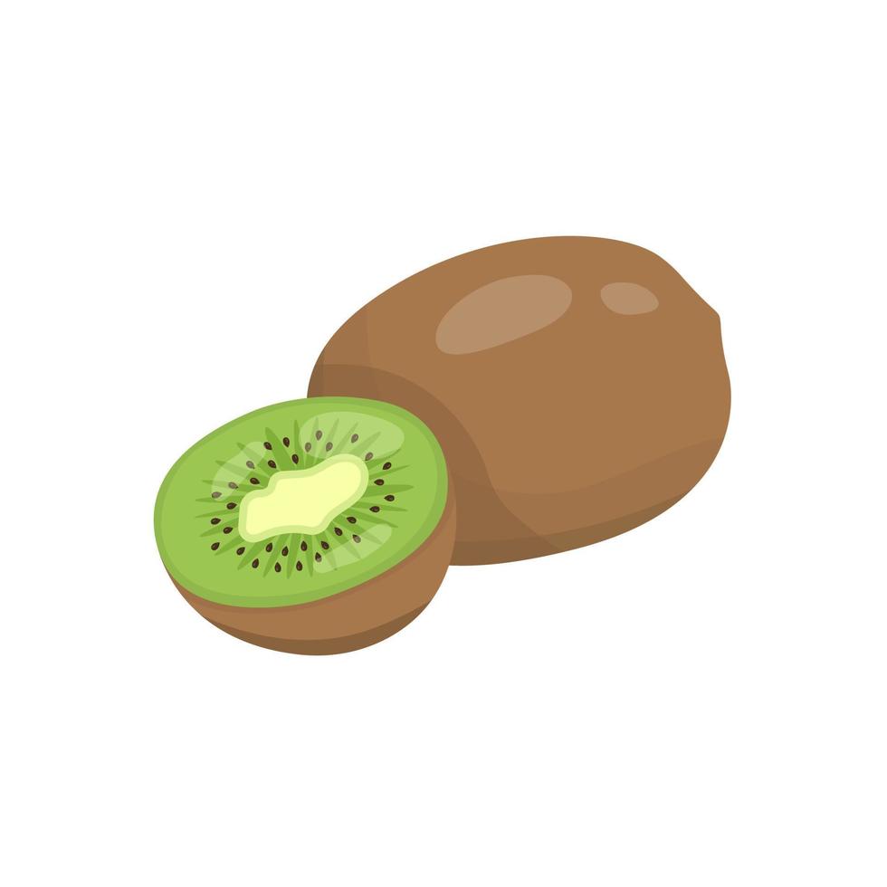 Rodaja de kiwi y todo aislado sobre fondo blanco. vector