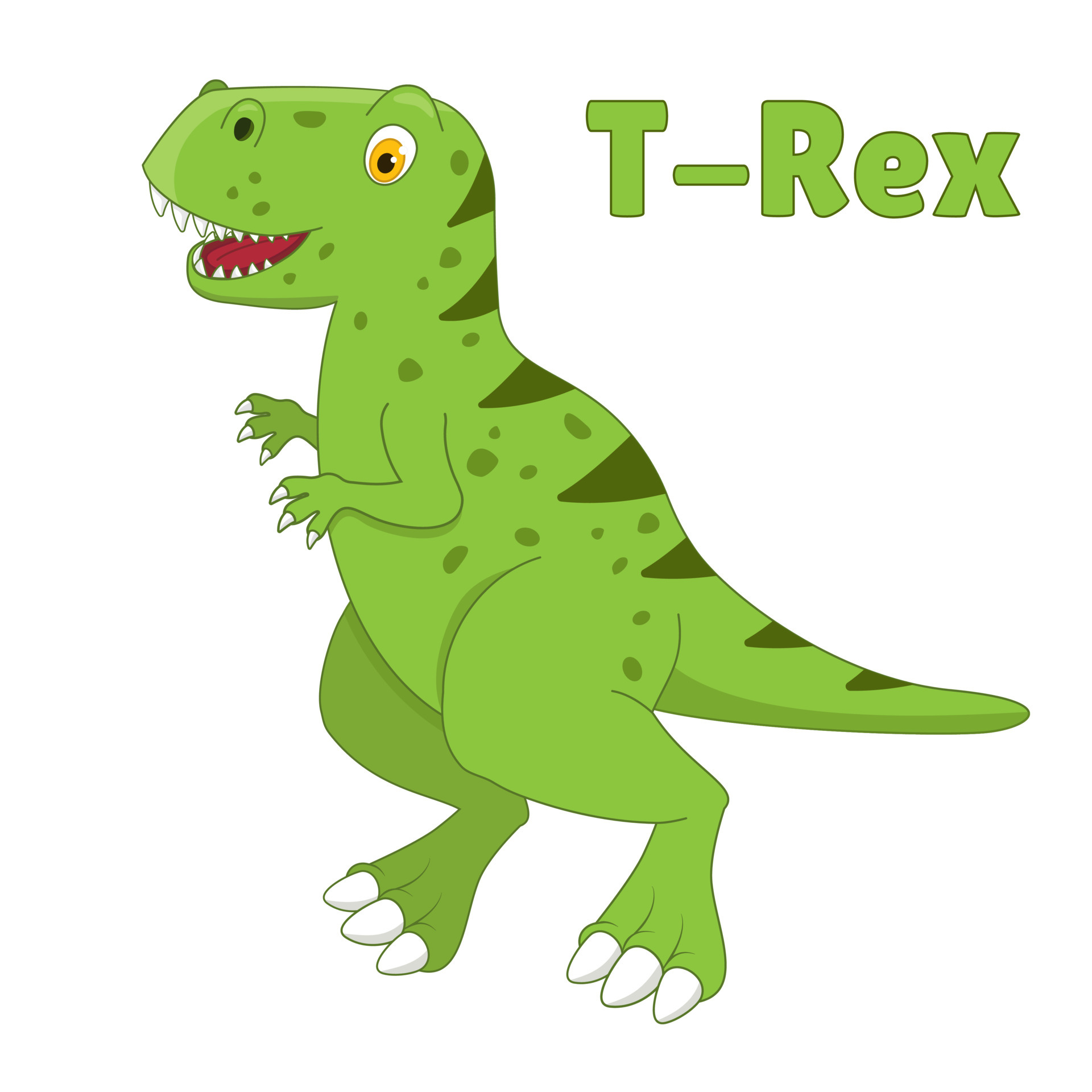 dibujo de dinosaurio t-rex en estilo de dibujos animados. ilustración  vectorial aislado sobre fondo blanco. carácter del período jurásico  prehistórico. 6425741 Vector en Vecteezy