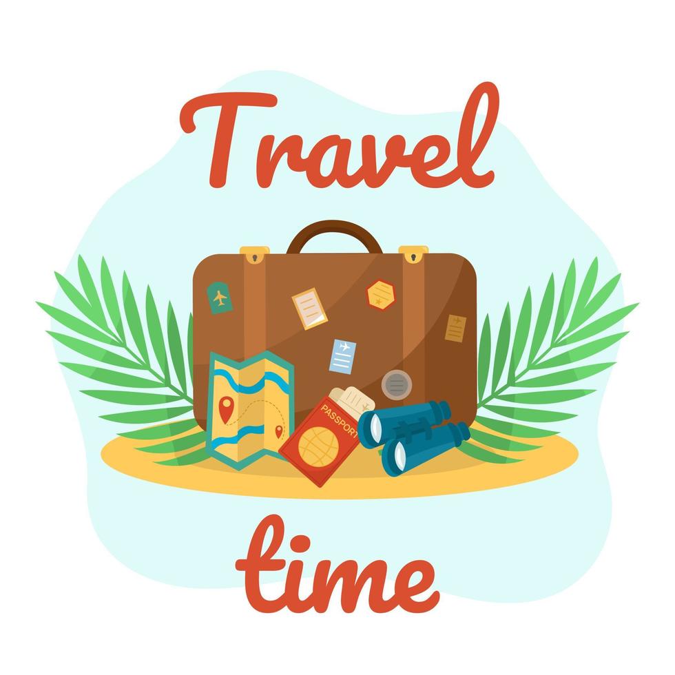 Time to travel, greeting card vector