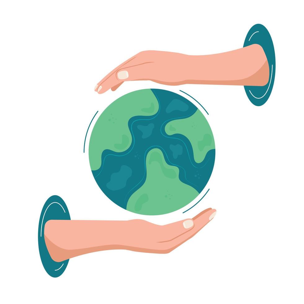 ilustración de estilo de dibujos animados de vector del día mundial del medio  ambiente. el planeta tierra está en la mano. 6425765 Vector en Vecteezy