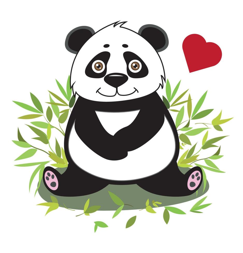 lindo pequeño panda en la espesura de bambú vector