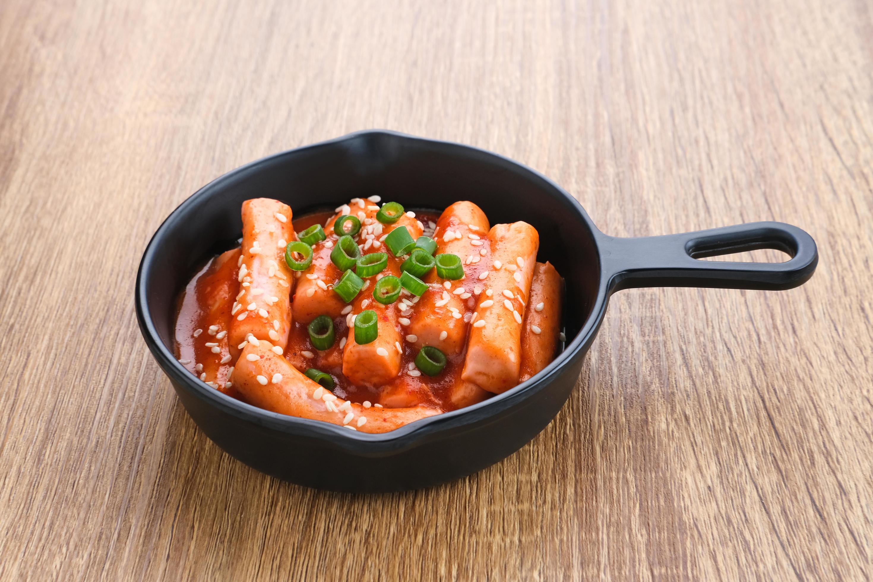 Tteokbokki or Topokki , stir fried rice cake stick, popular Korean