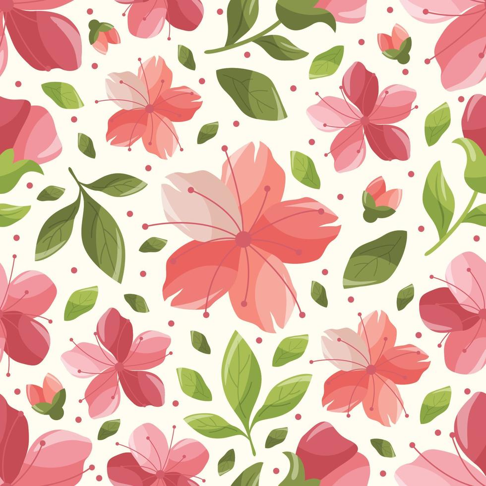 Cute Cherry Blossom Seamless Pattern vector